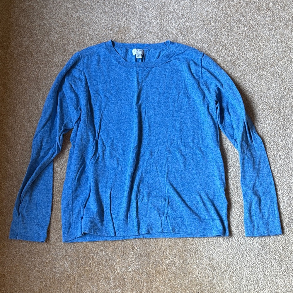 J. Crew Classic Blue Crew Neck Sweater XL TEDDIE